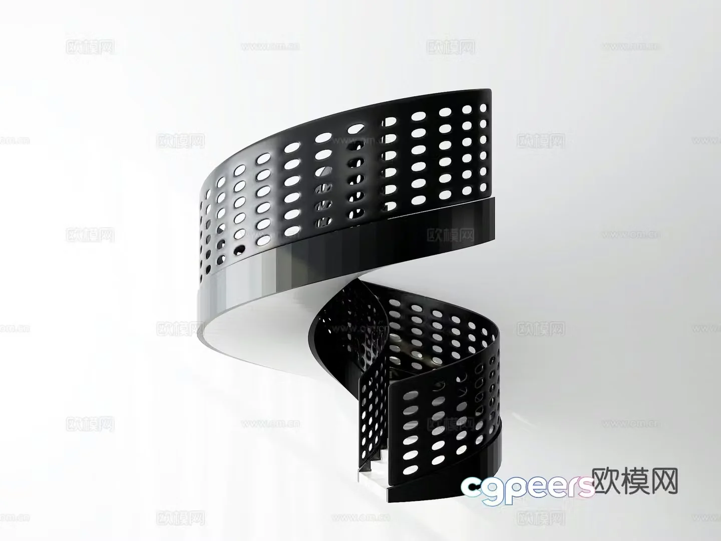 Modern curved staircase 3d model