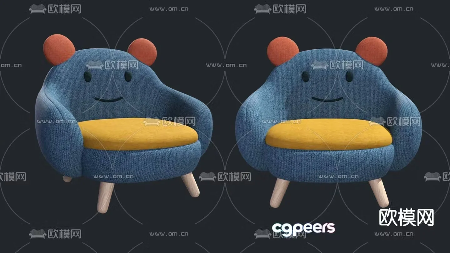 Modern fabric children’s sofa chair 3d model