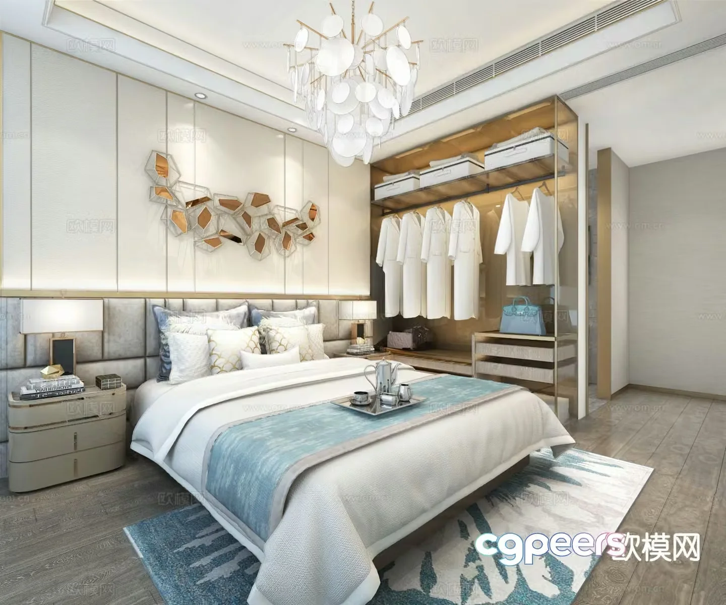 Light luxury bedroom master bedroom 3d model