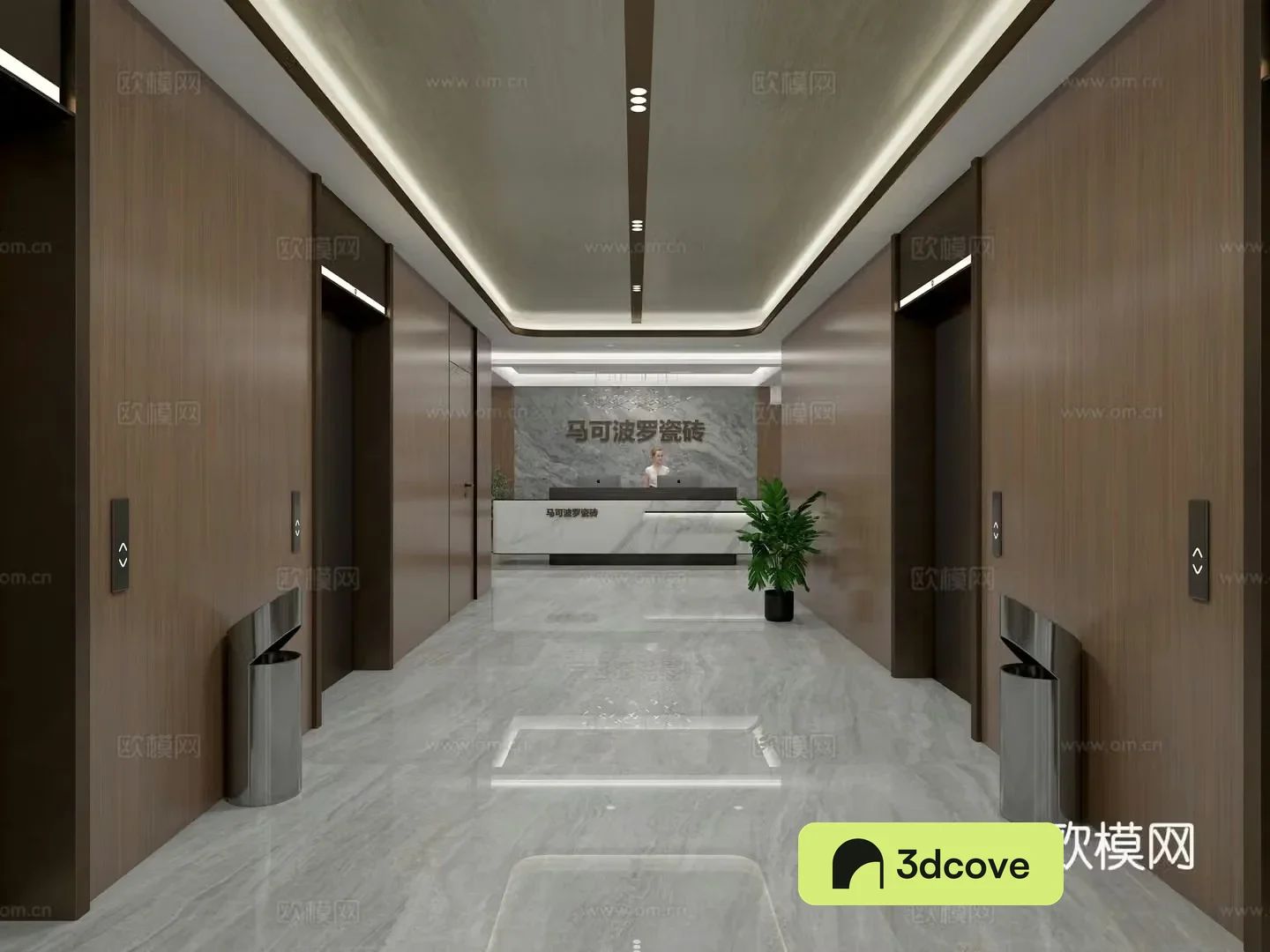 Modern elevator hall front room front reception corporate culture wall