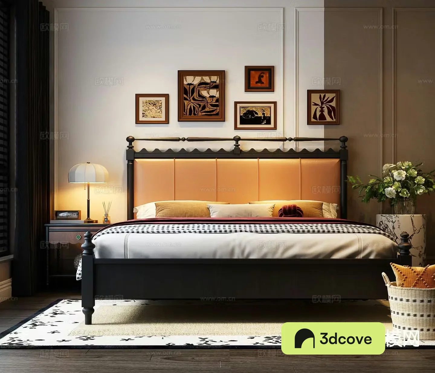 French retro double bed