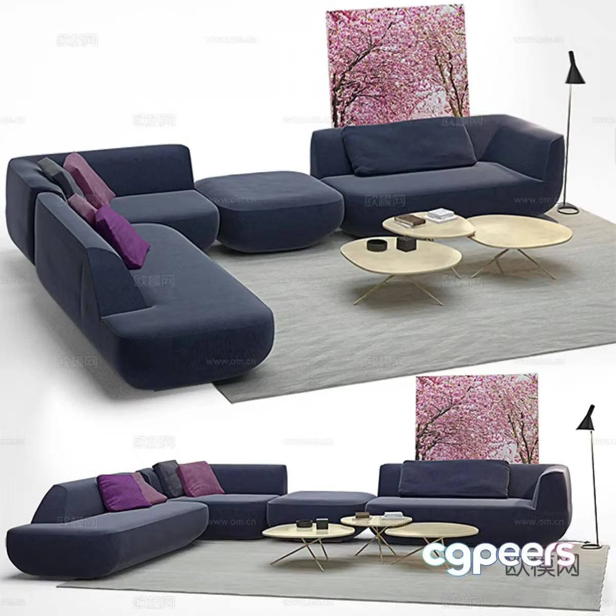 Multi-person sofa corner sofa 3d model