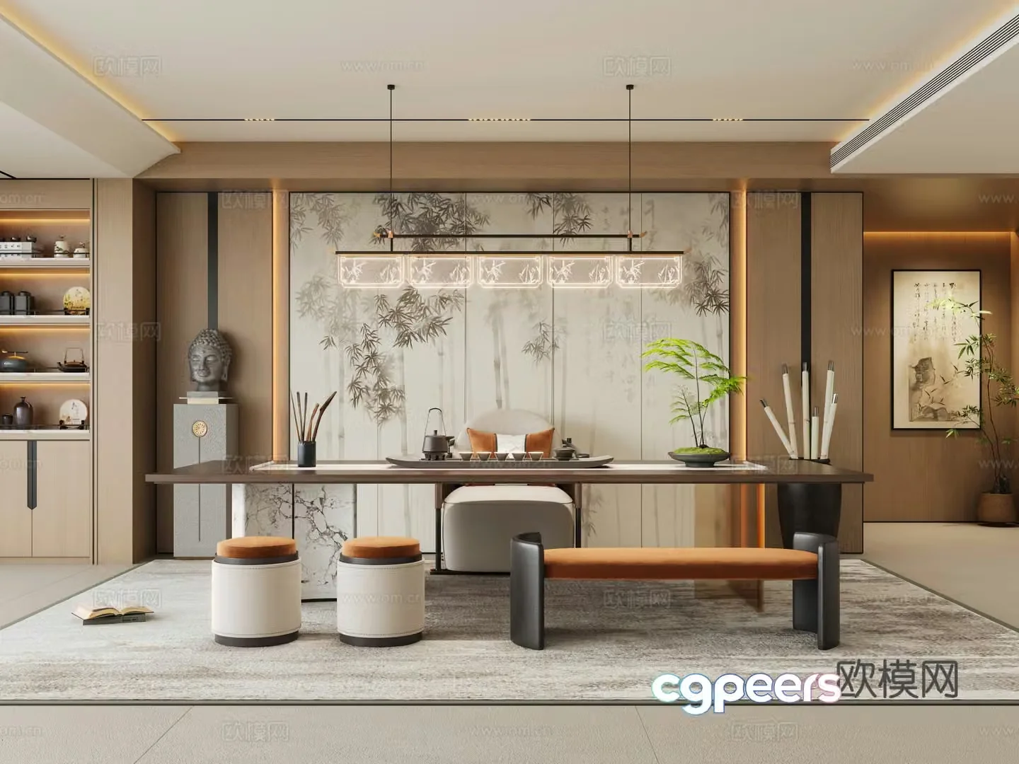New Chinese tea room 3d model
