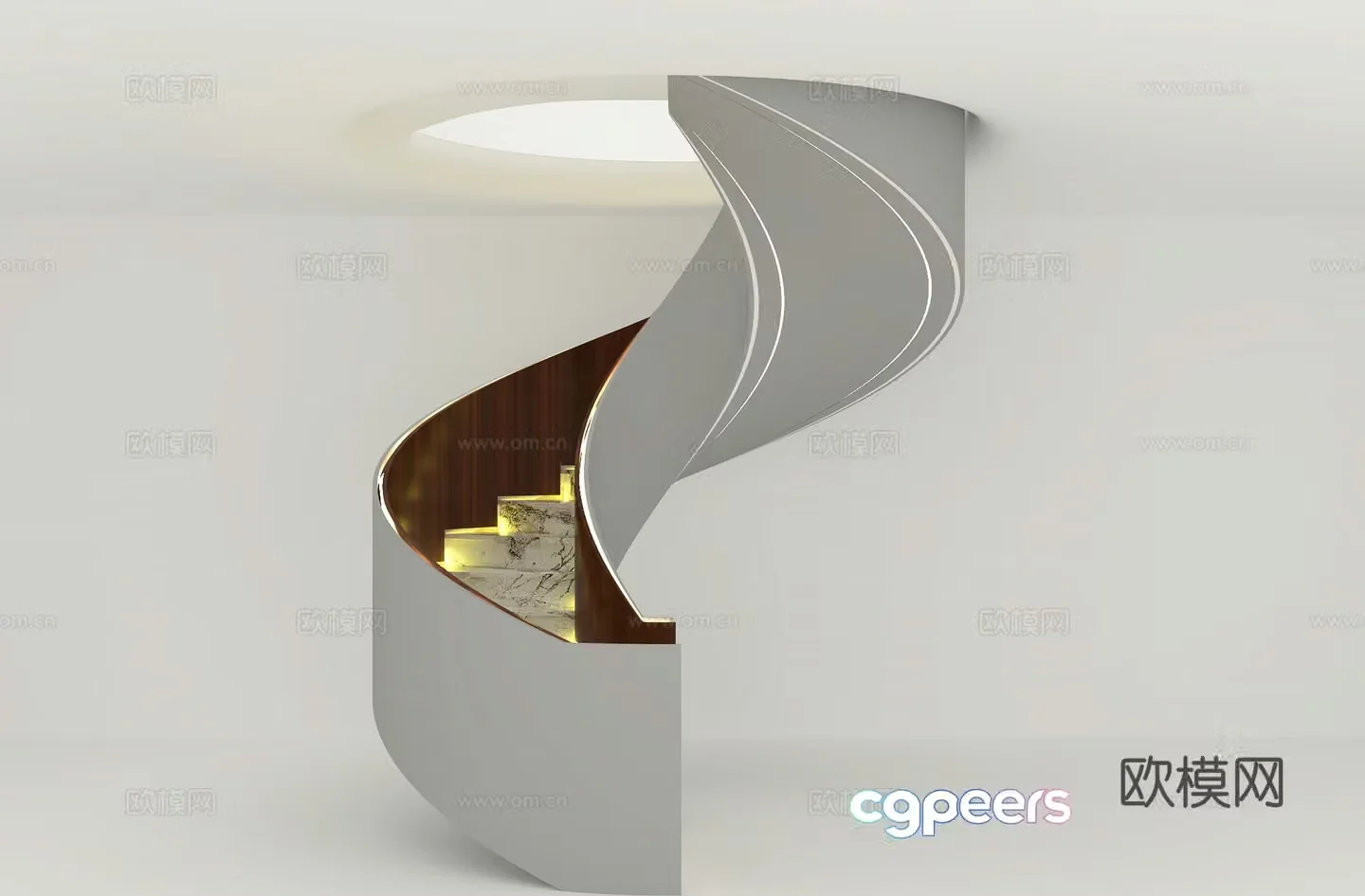 Modern staircase Light luxury staircase Minimalist staircase 3D model