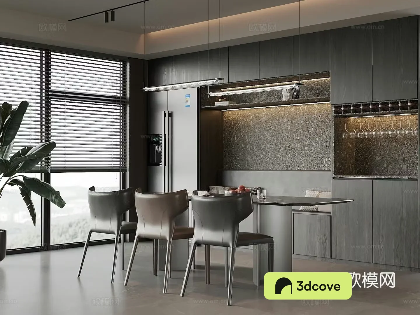 Modern Italian restaurant cardboard wine cabinet dining table and chair
