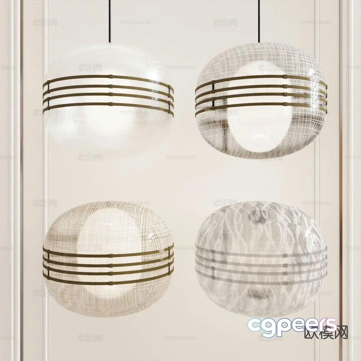 Modern spherical chandelier 3d model