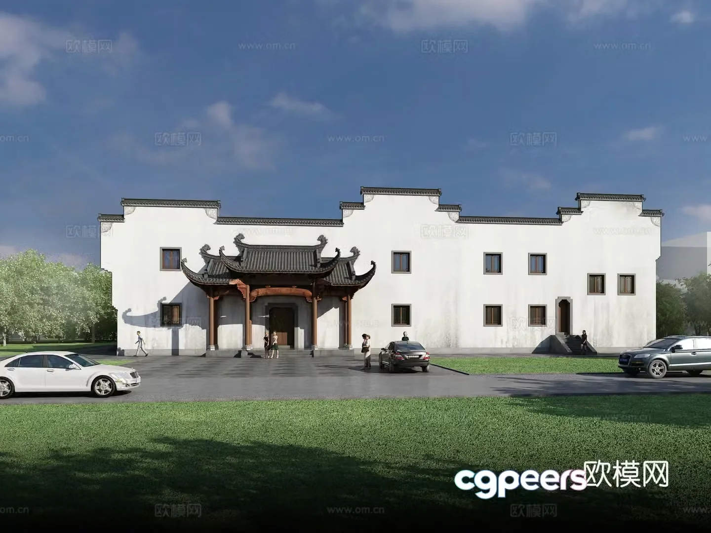 Chinese Hui style gatehouse patio 3D model