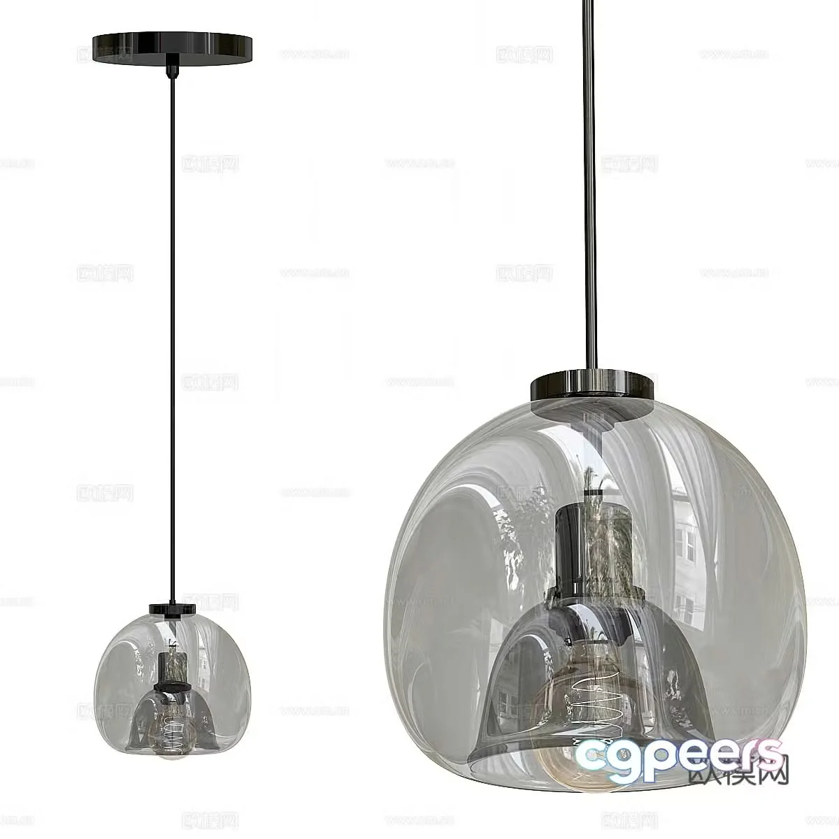 Modern minimalist glass chandelier 3d model
