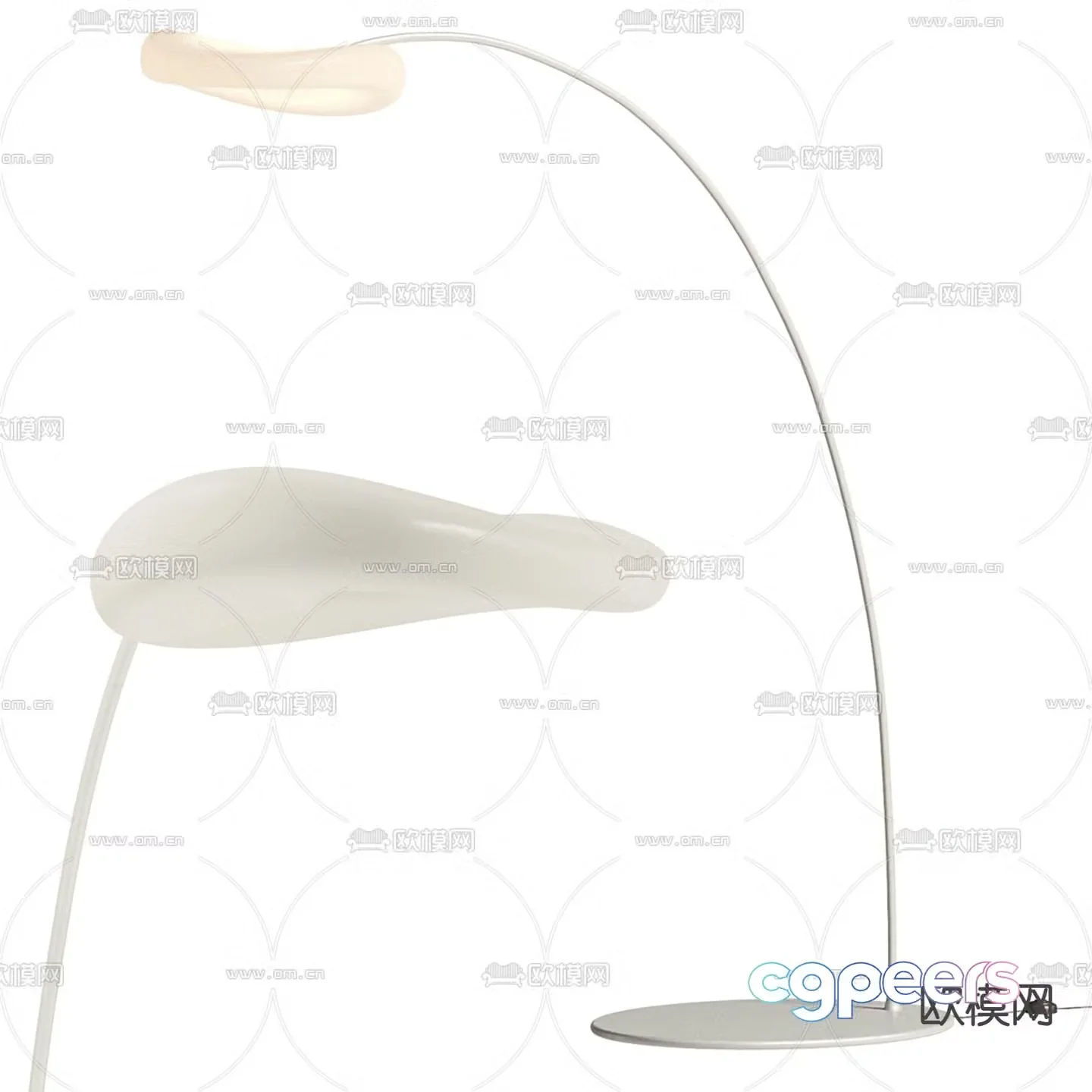 Cream style floor lamp fishing lamp 3d model