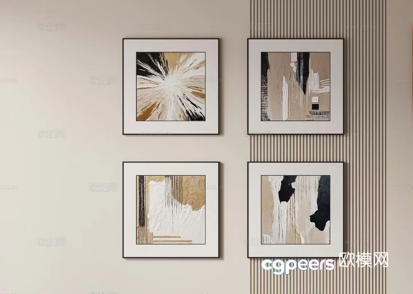 Modern minimalist texture hanging painting 3d model