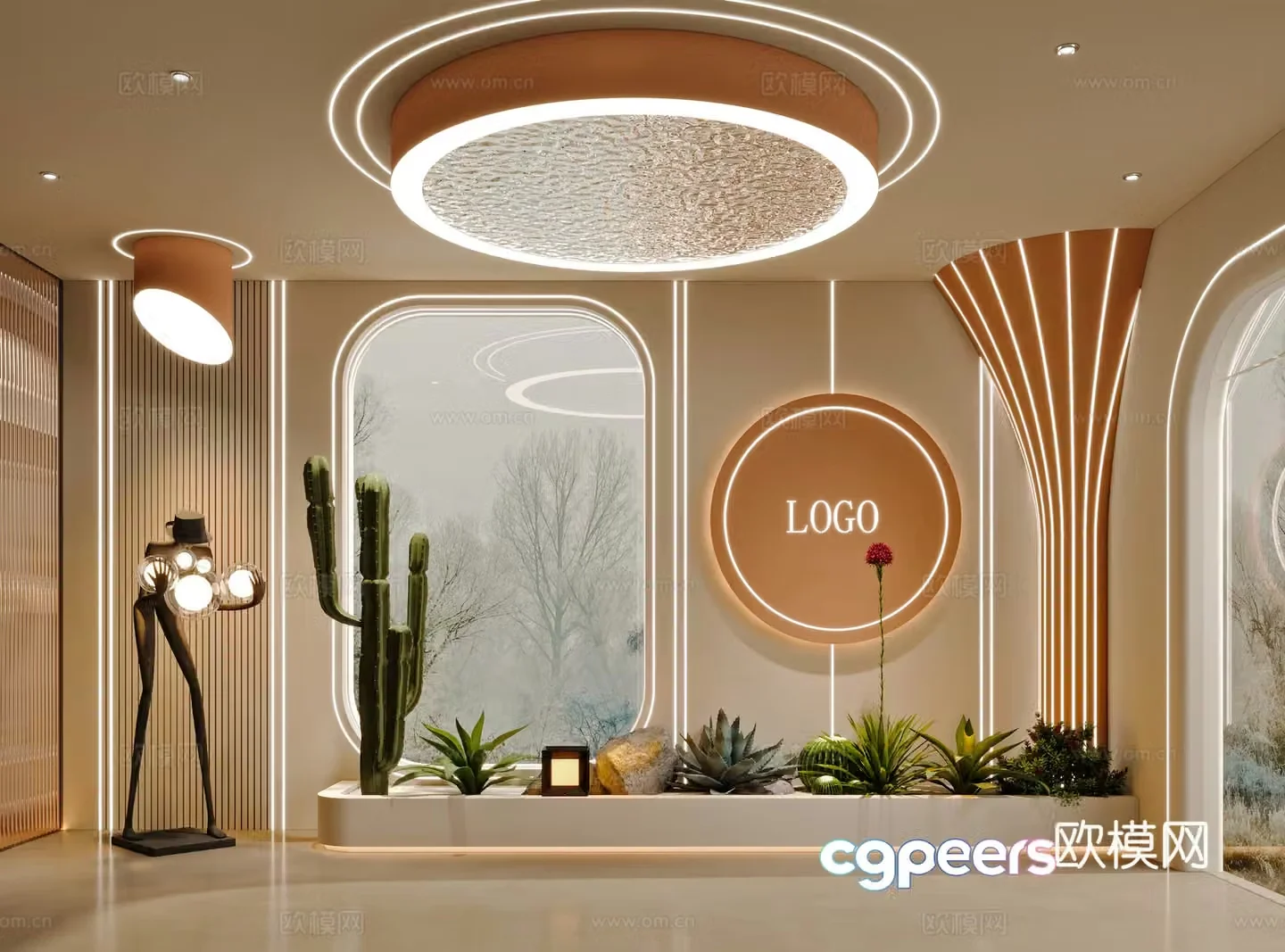 Creamy style barber shop 3d model
