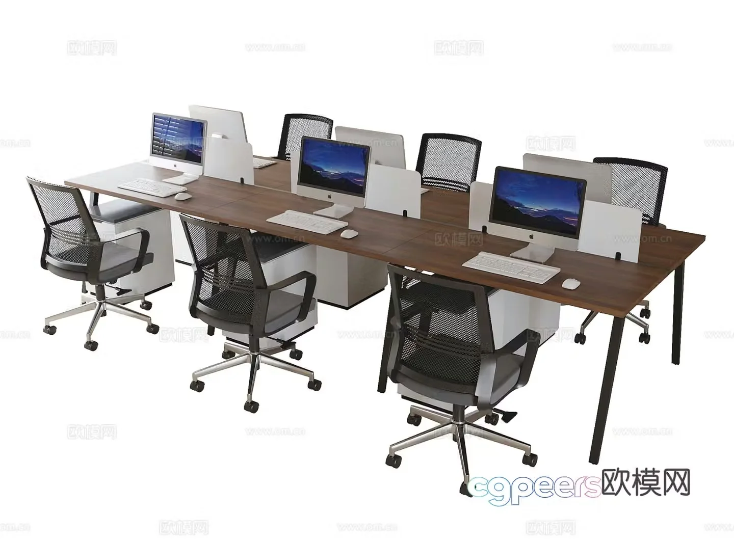 Modern office desk and chair workstation 3d model
