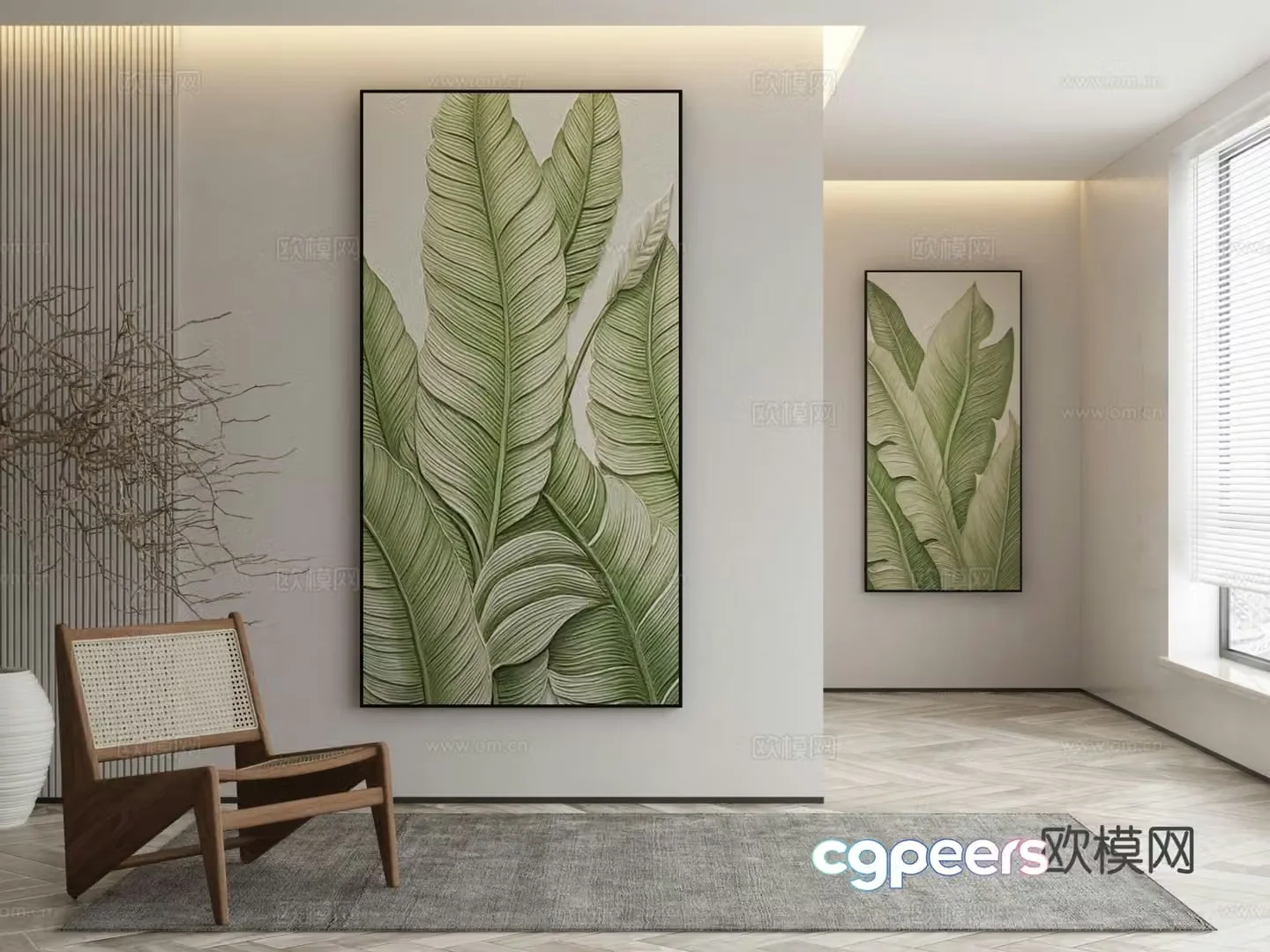 Modern botanical painting decorative painting 3d model