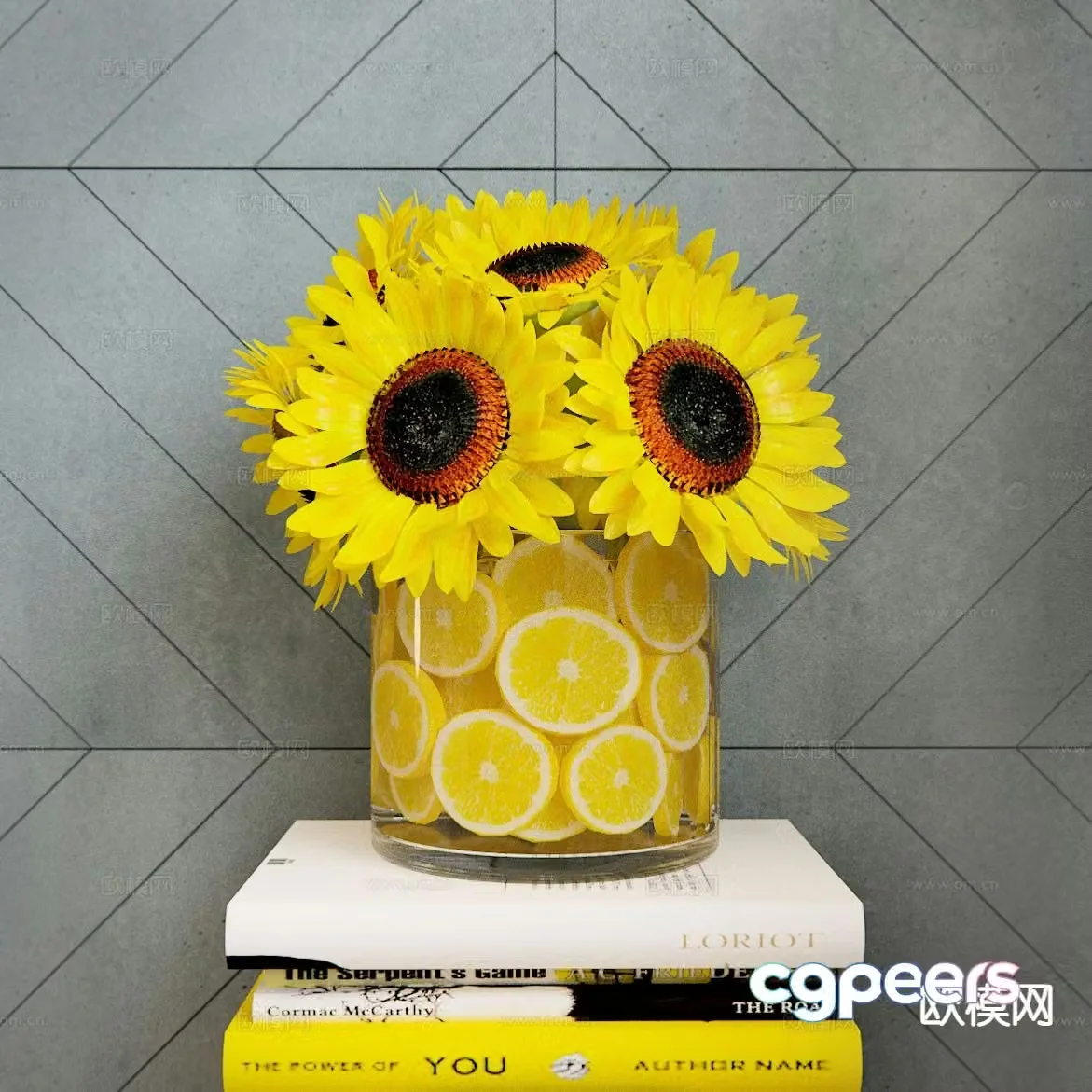 vase floral sunflower flower arrangement 3d model