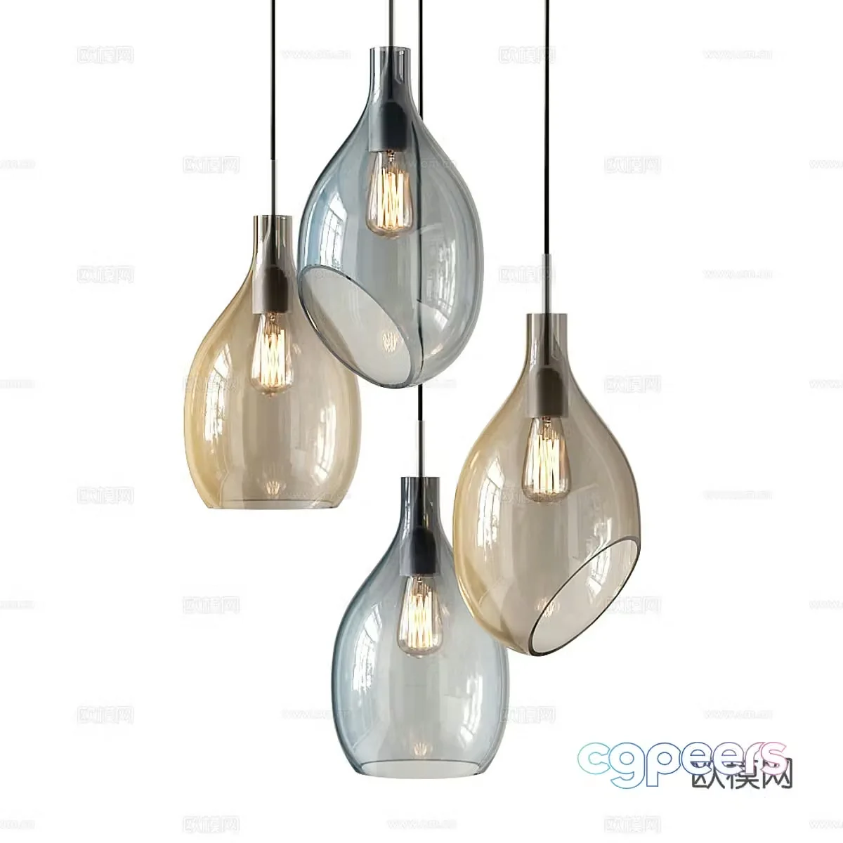 Chandelier combination Light luxury chandelier glass chandelier art chandelier restaurant chandelier bar chandelier 3d model