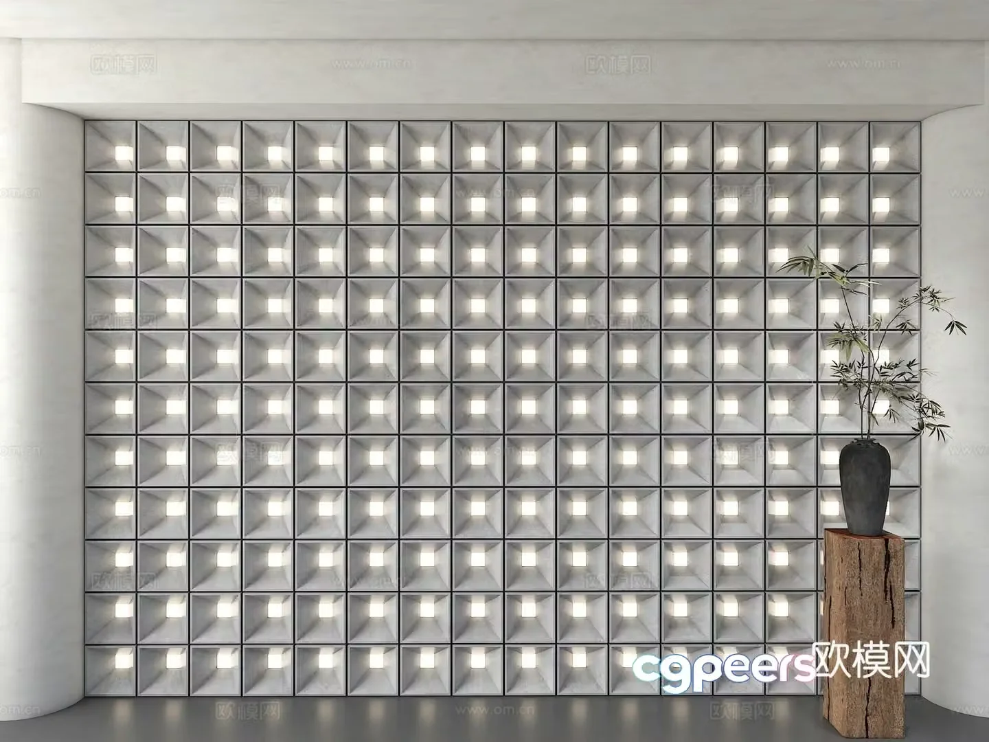 Internet celebrity background wall modern background wall modeling background wall cement brick background wall decorative background wall 3d model