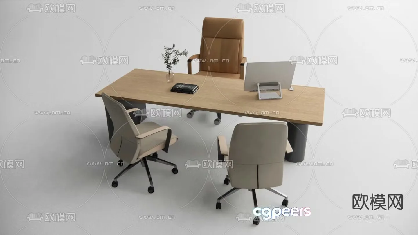 Desk table office desk chair 3d model