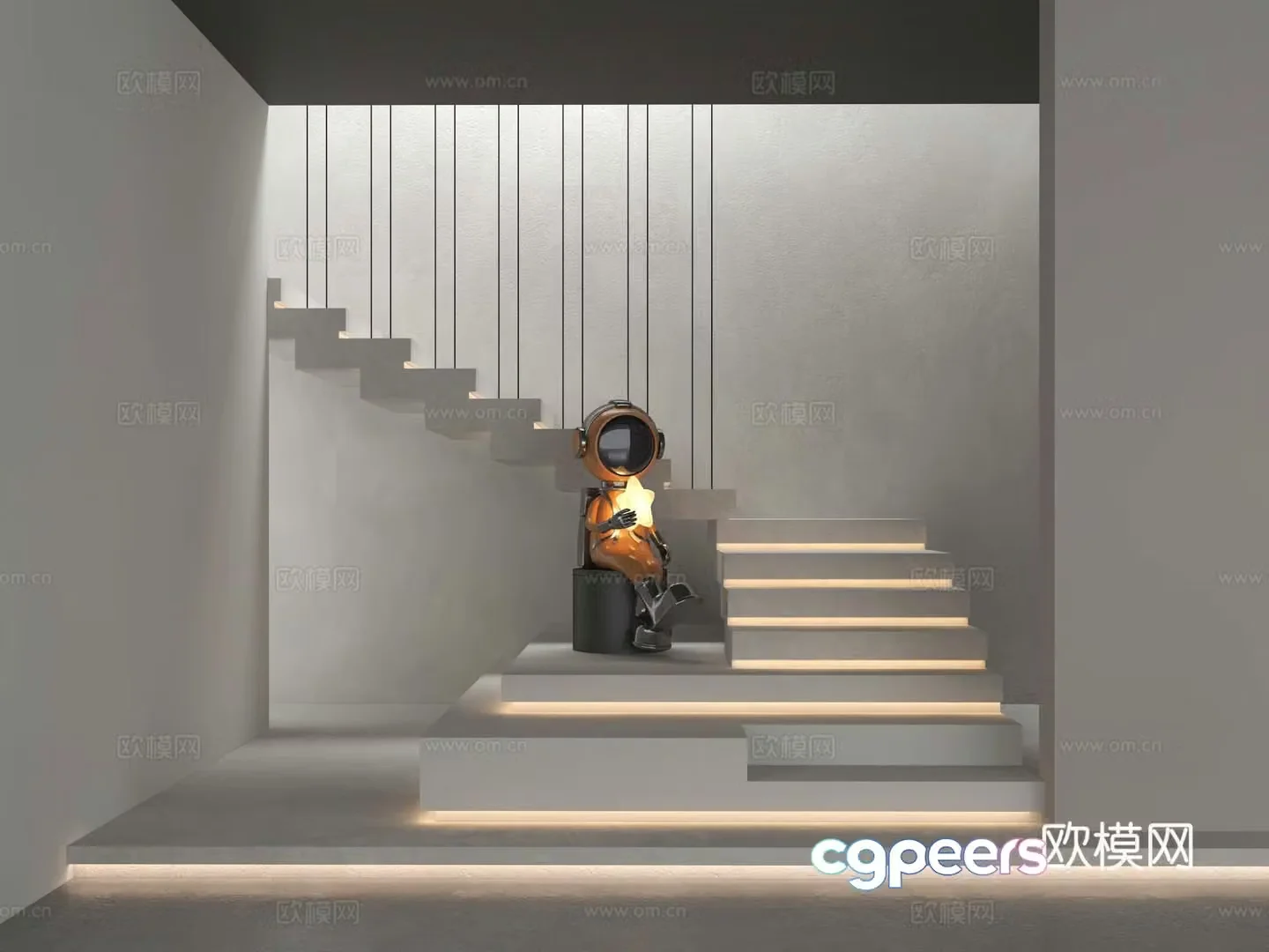 Wasabi Middle Ages stairs micro cement doll 3D model