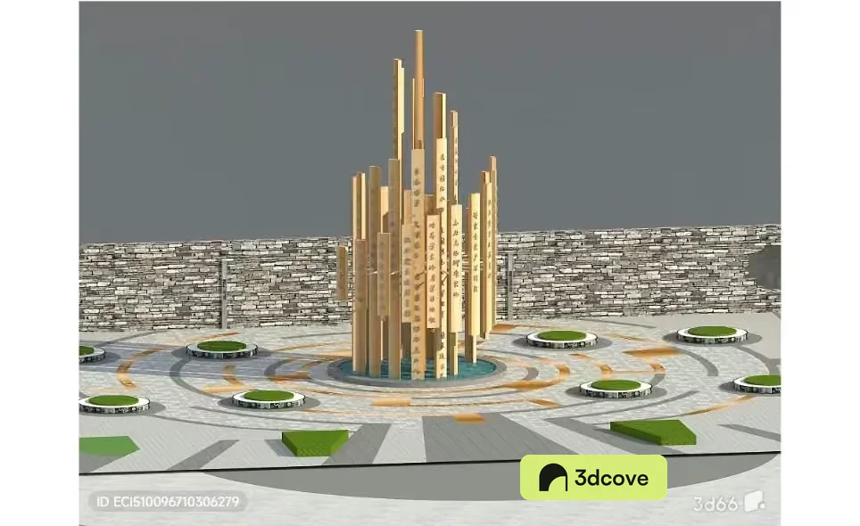 A 3D Rendering Of A Fountain With A Unique Design