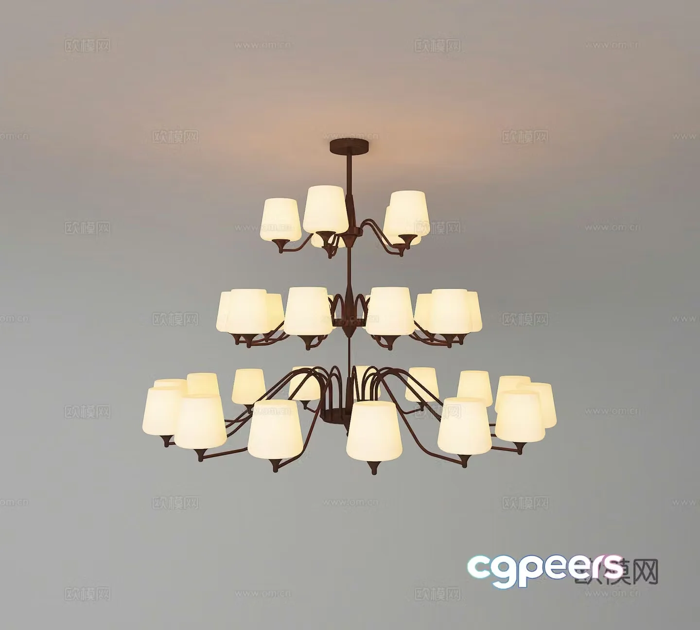New Chinese style living room chandeliers 3D model