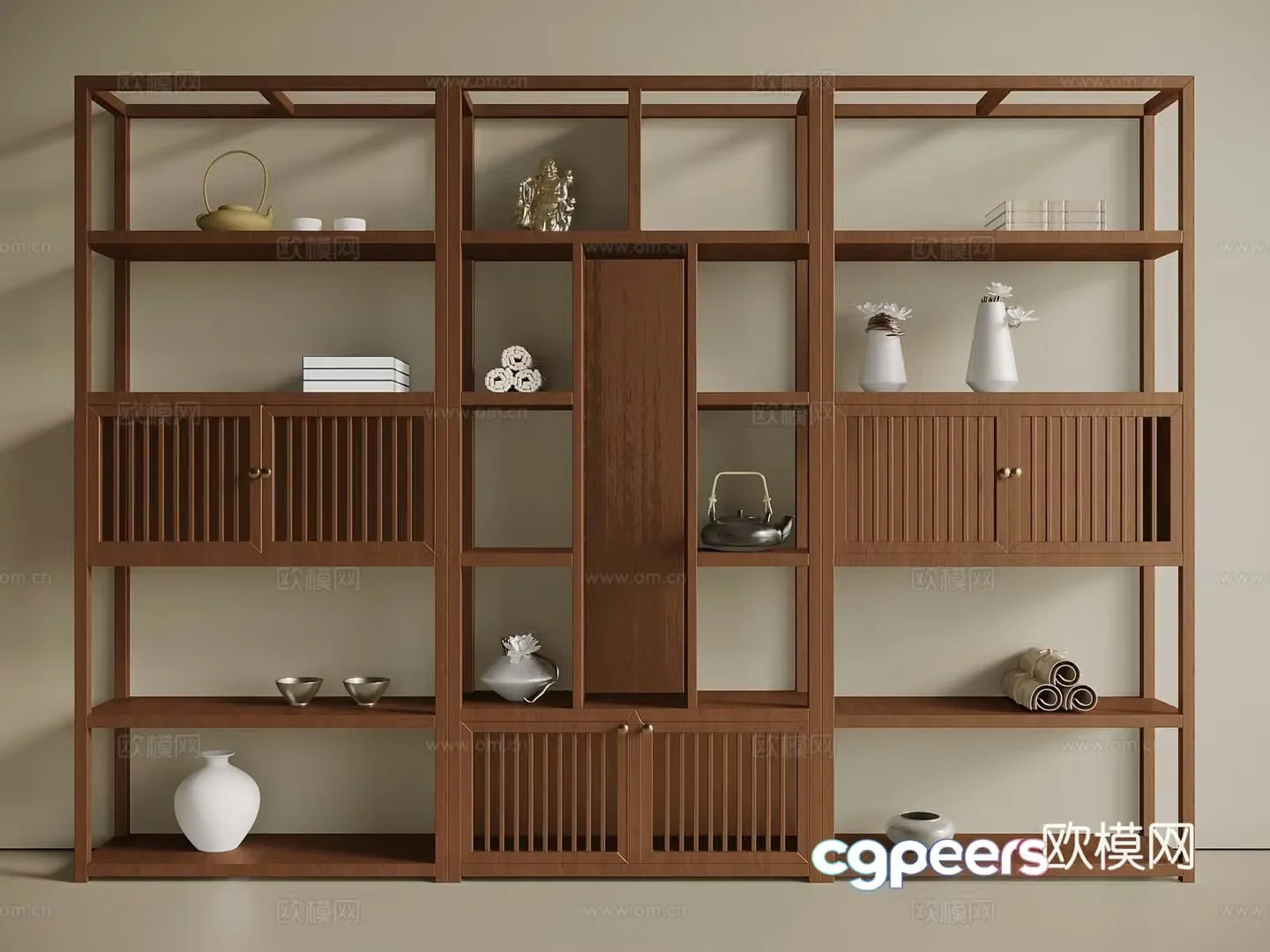 New Chinese style medieval tea cabinet storage cabinet bogus shelf 3D model