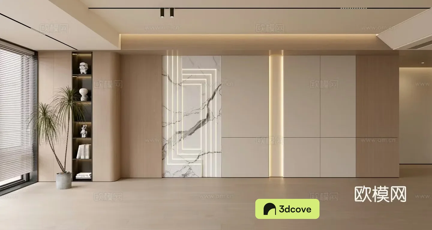 Modern simple sofa background wall modern ornament balcony cabinet living room cabinet wood veneer background wall
