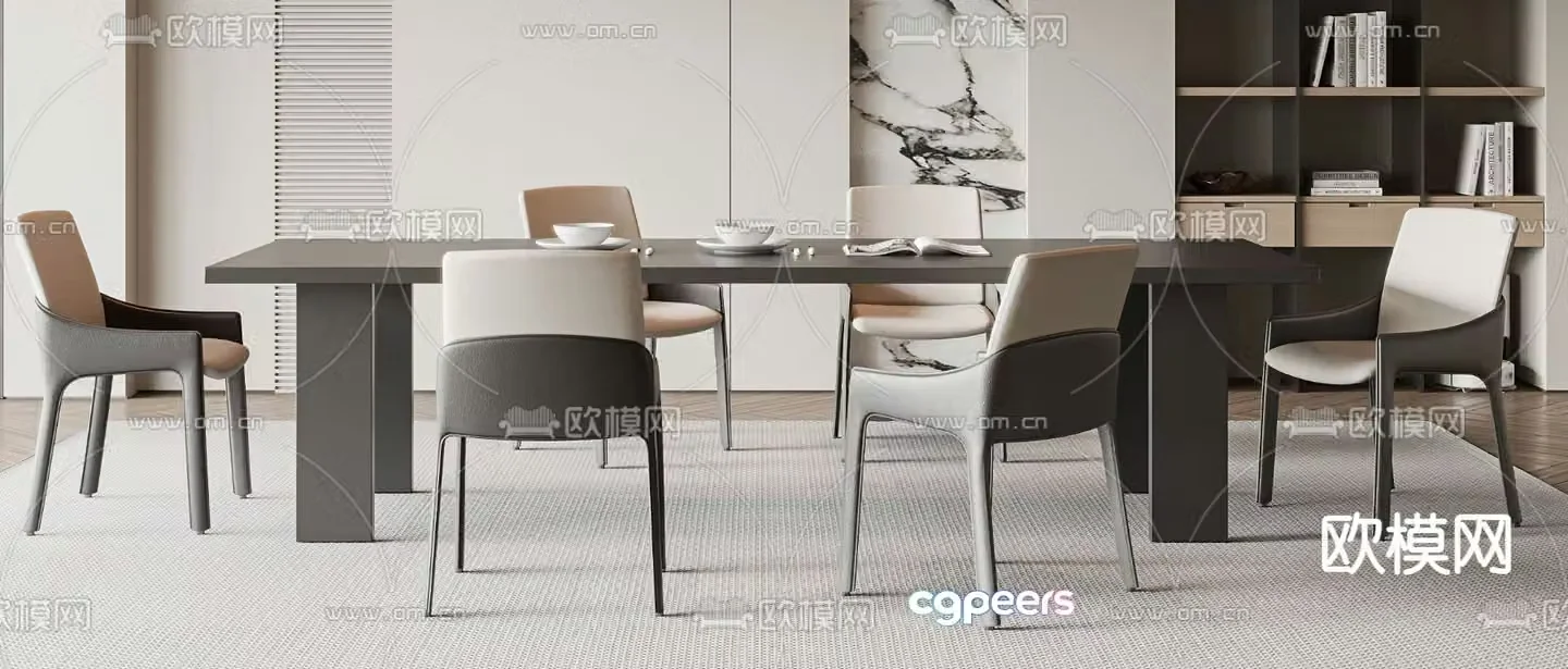Bar dining table and chairs 3d model