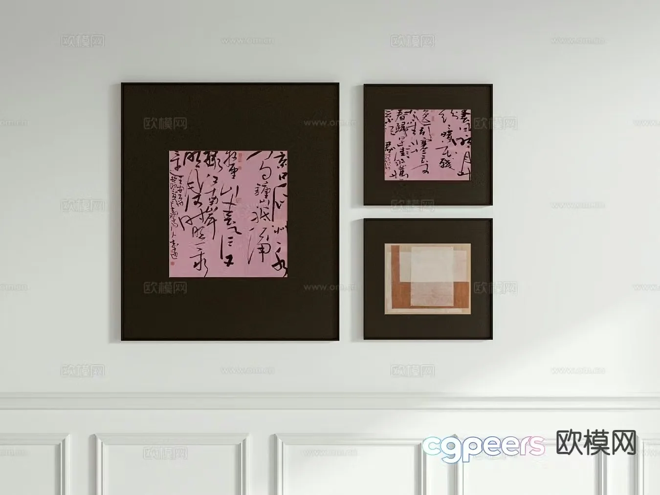 Medieval style decorative painting calligraphy and painting abstract painting 3D model