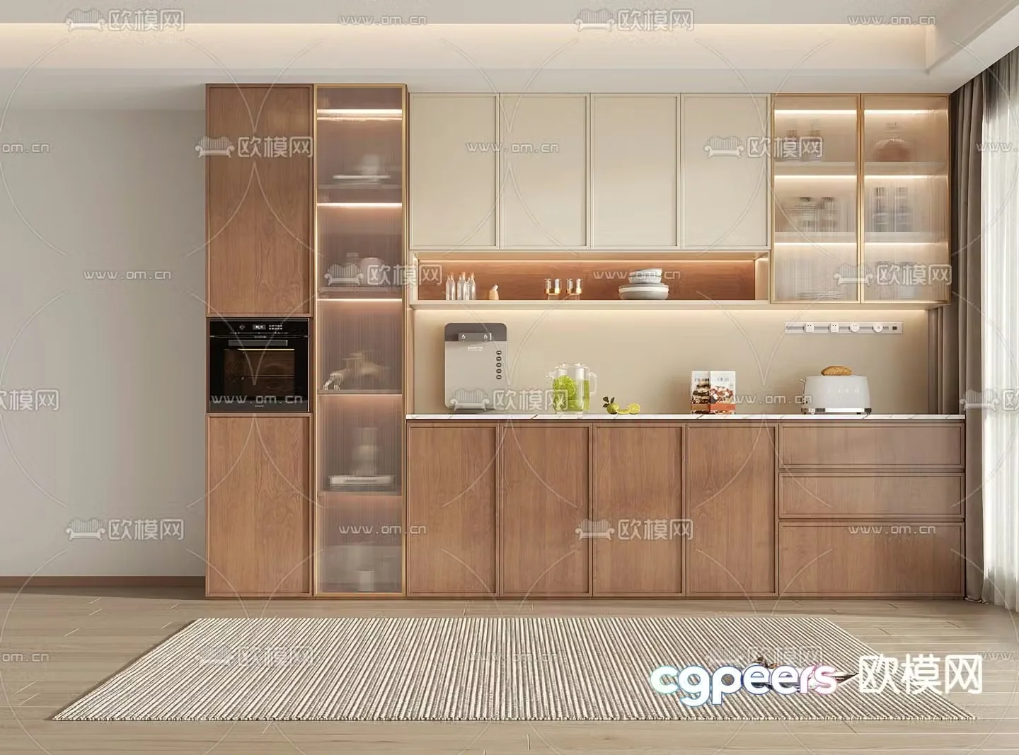 Middle-aged wine cabinet sideboard 3D model
