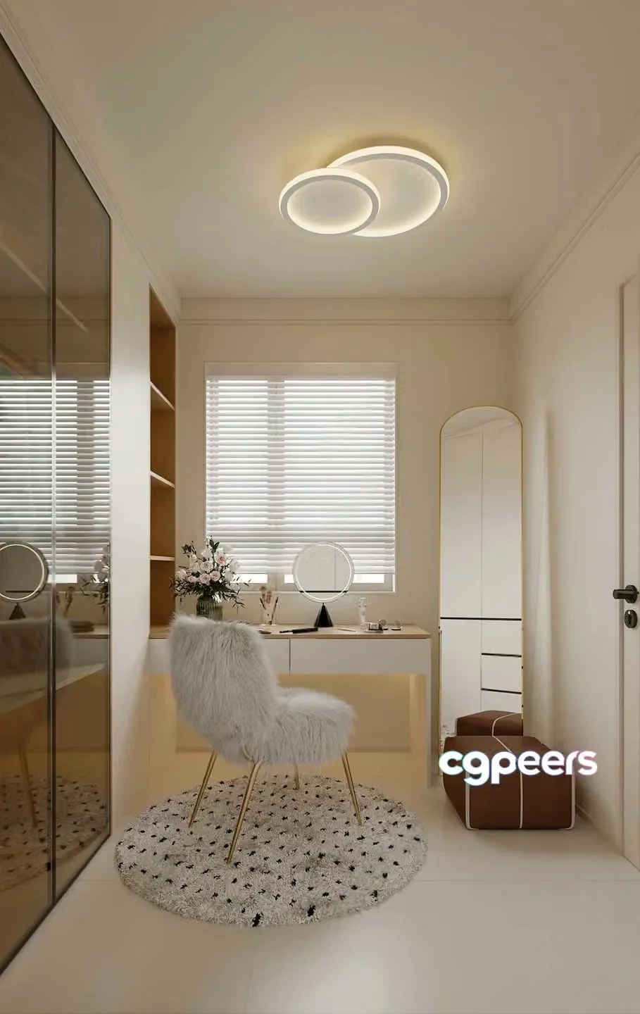 Modern White Vanity Room 3D Model – 4971 – VRAY Render