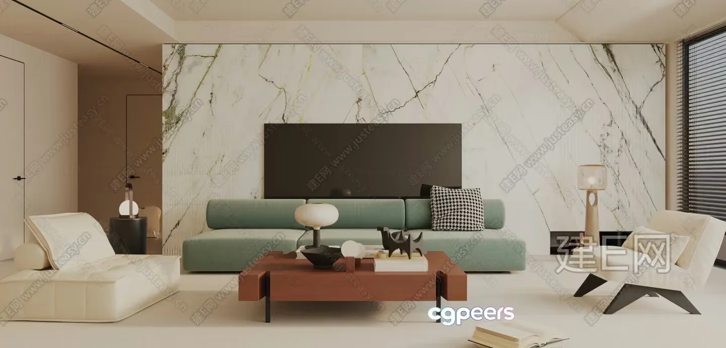 Modern Living Room 3D Model – 10102 – VRAY Render