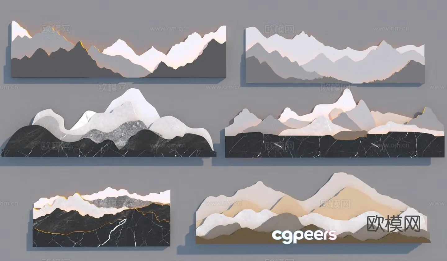 New Chinese style landscape background wall 3D model