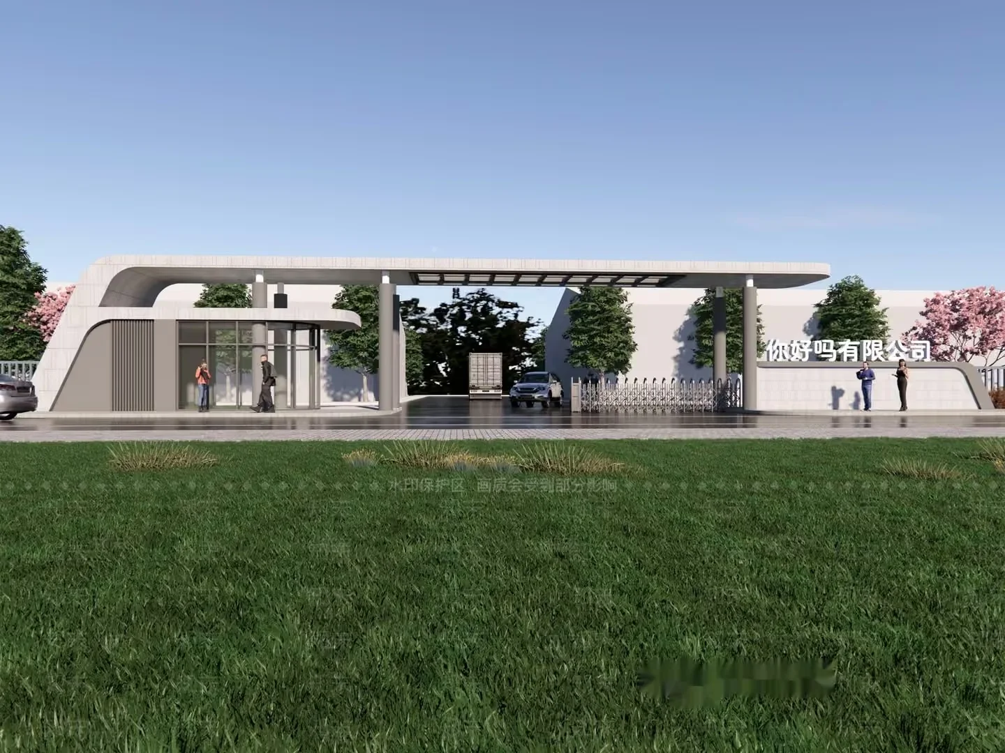 The Main Subject Is A Building With A Large Entrance And People Standing Outside 3D Model – 9497 – VRAY Render