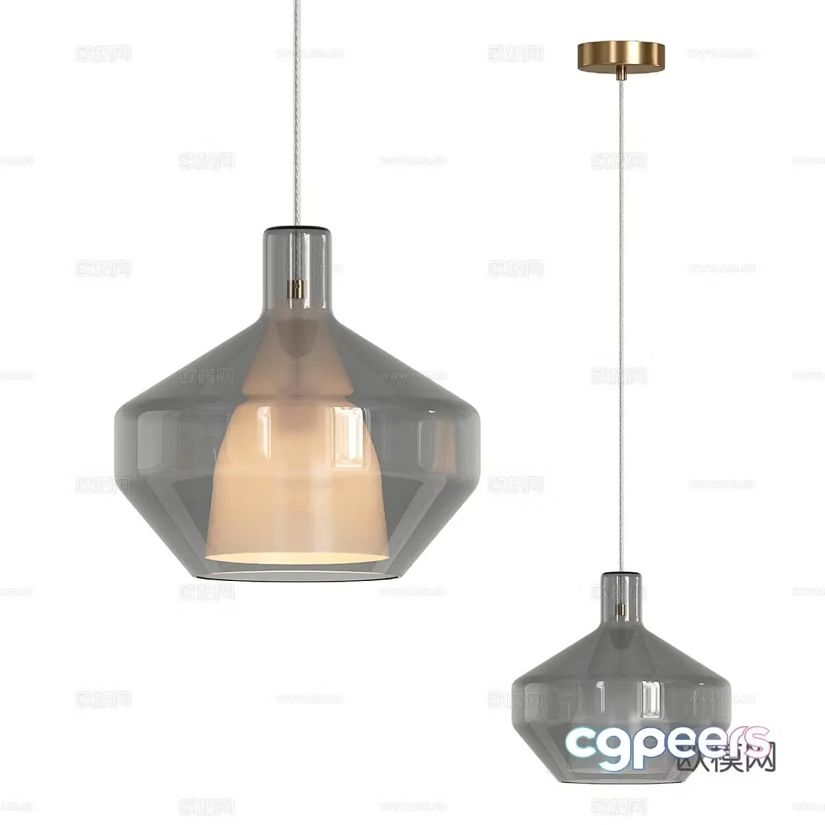 Modern Italian Metal Glass Decorative Chandelier 3D Model