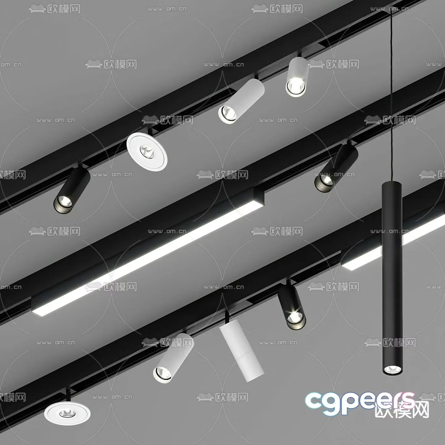 Magnetic lamp downlight spotlight track lamp 3d model
