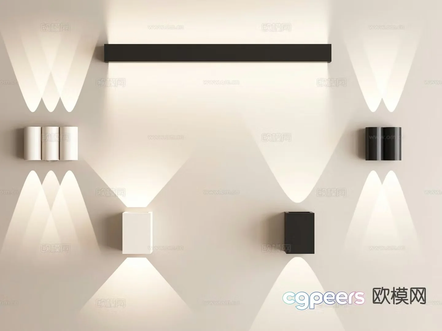 Modern courtyard wall light square box wall light 3d model
