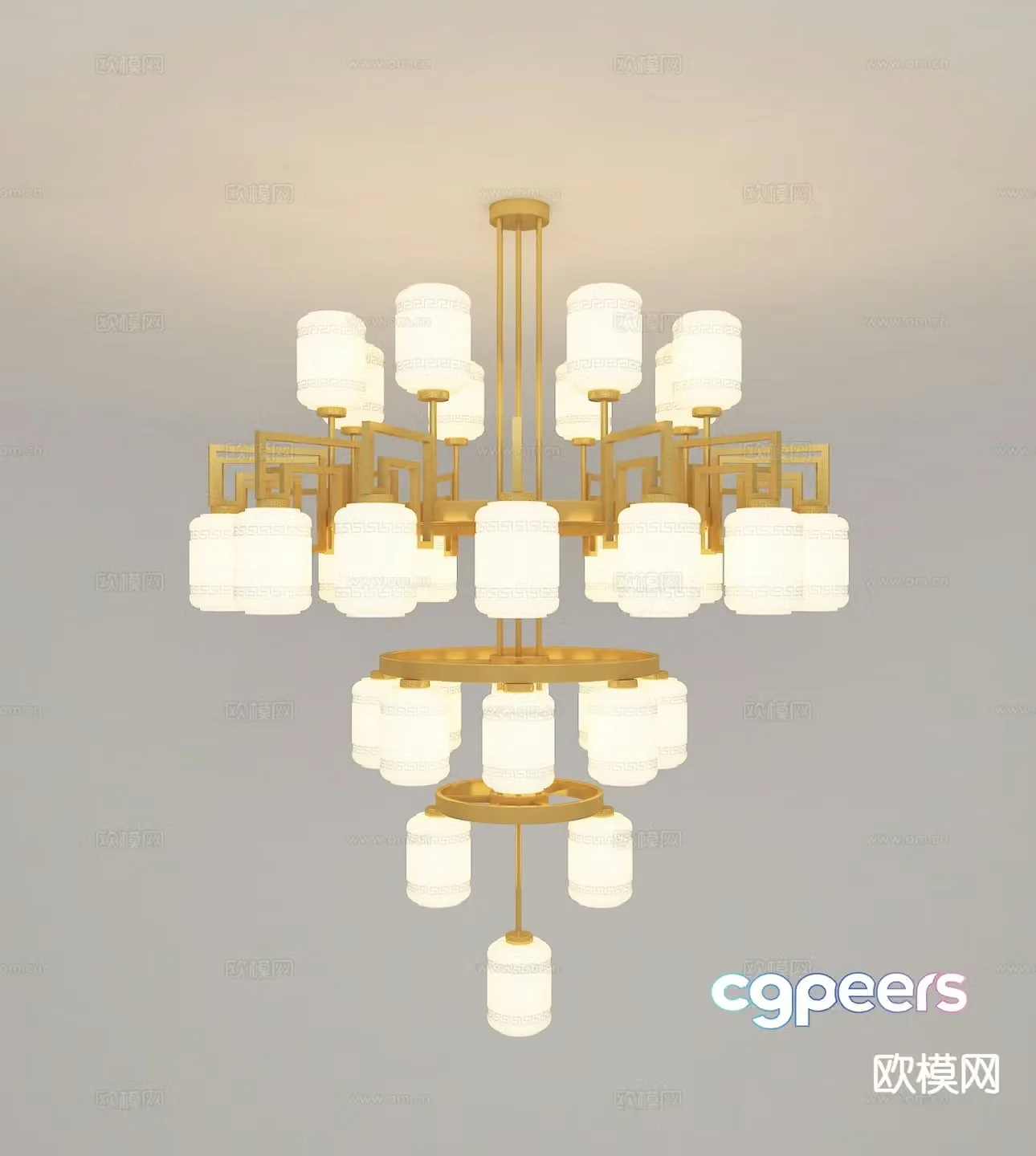 New Chinese style chandelier lobby chandelier 3d model