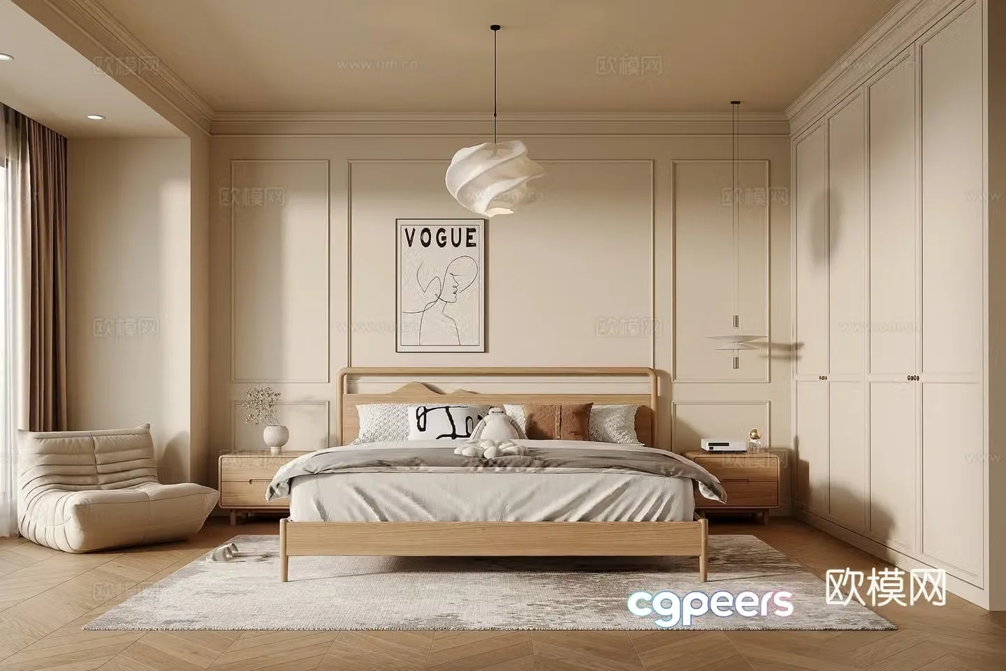 Nordic bedroom master bedroom 3d model