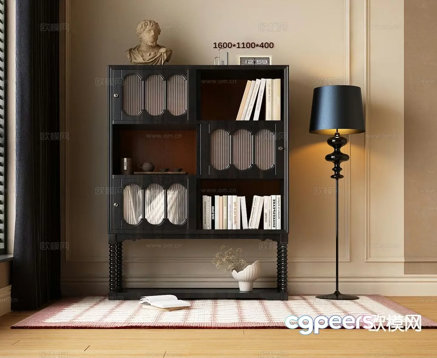 French bookcase bookshelf 3d model