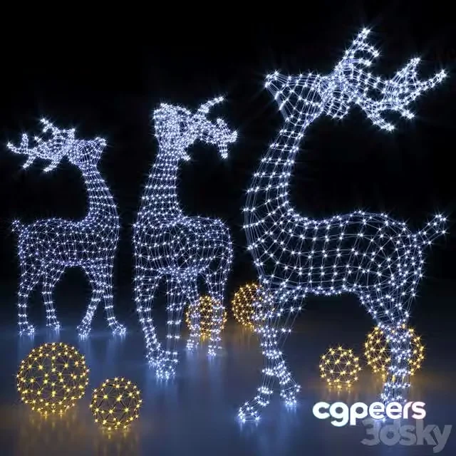 3ds Max Free – Deer garland (Christmas figures)