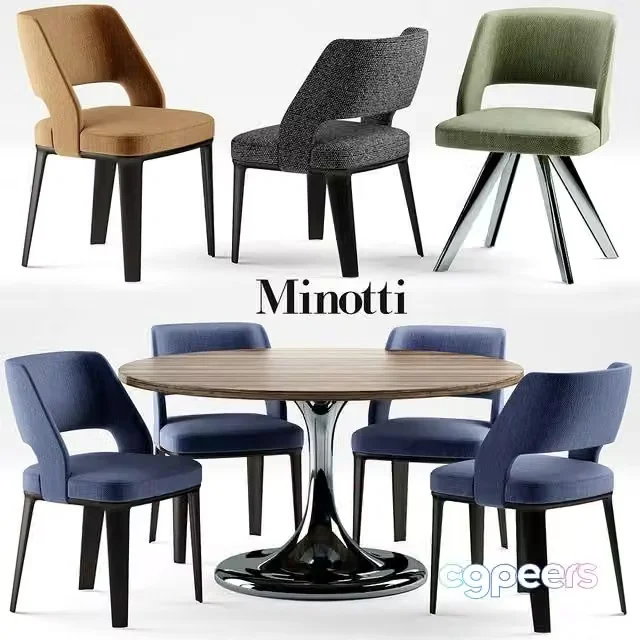 3ds Max Free – Table and chairs minotti NETO table OWENS CHAIR