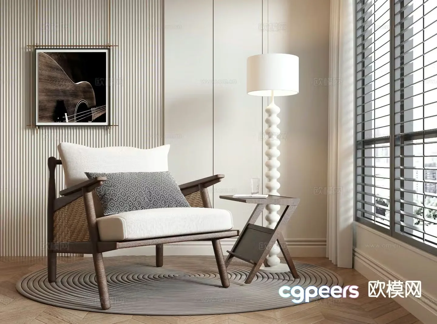 Medieval style chair leisure chair rattan chair 3d model
