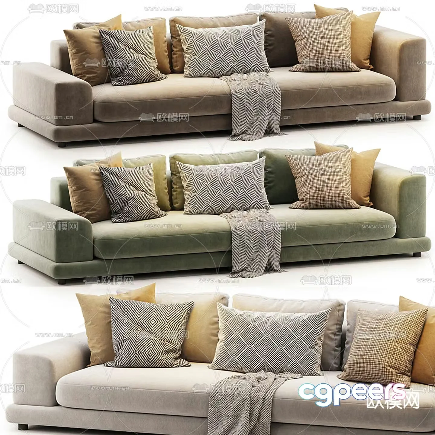 Double sofa upholstered sofa 3d model