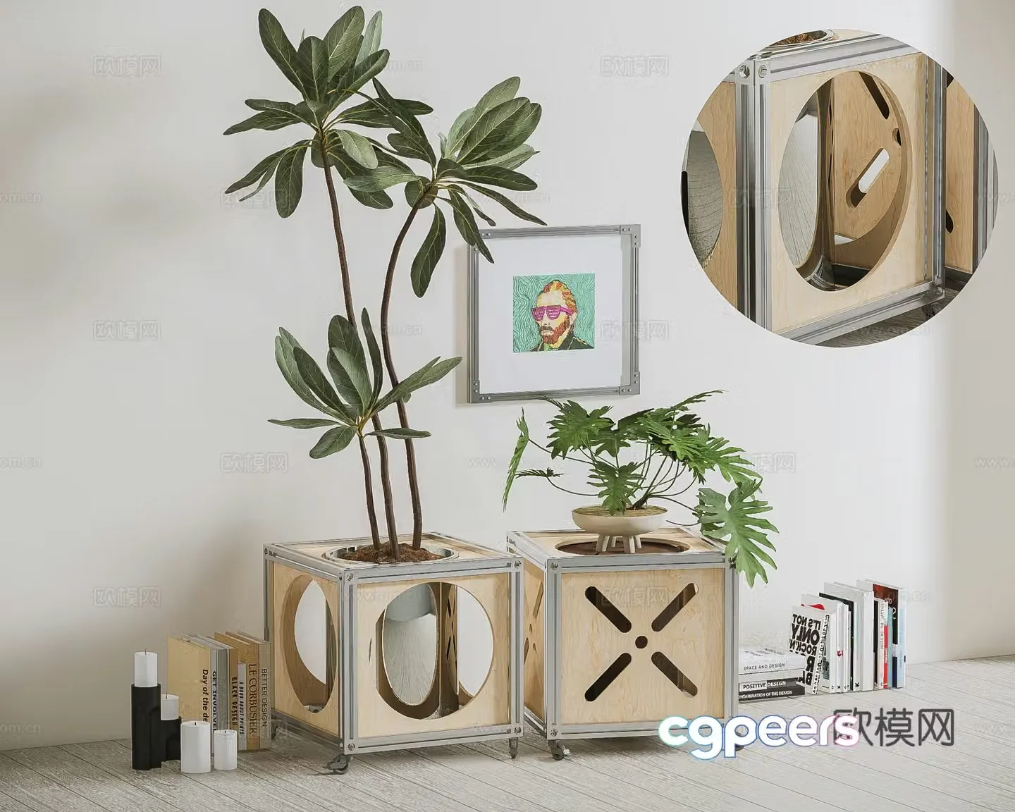 Wabi-sabi flower stand corner table side table 3D model