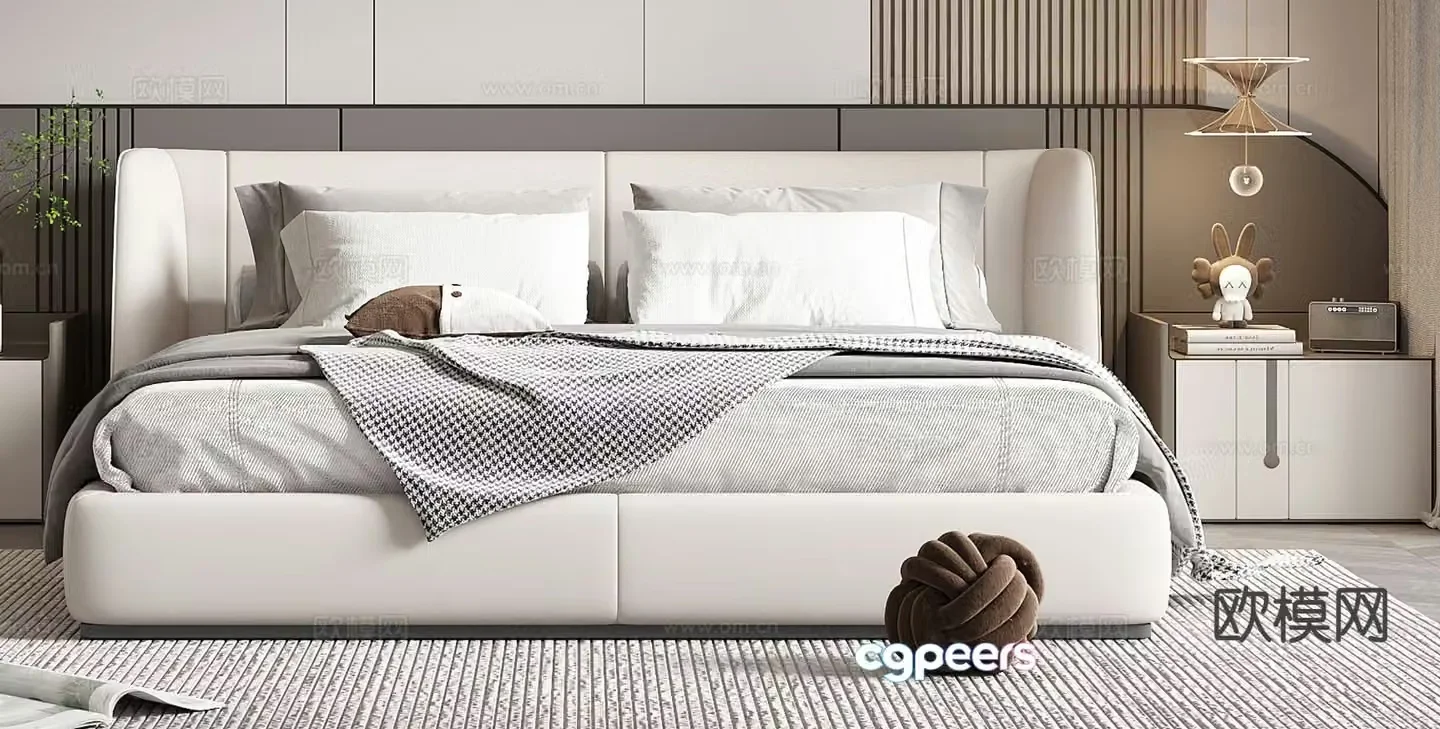 Modern double bed 3d model