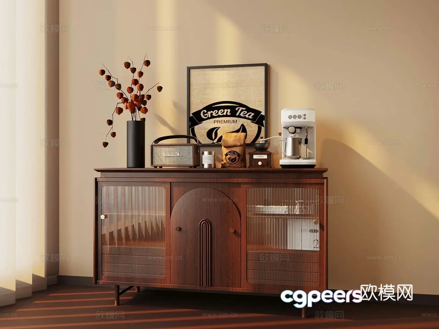 Middle-aged side cabinet 3D model of entrance cabinet