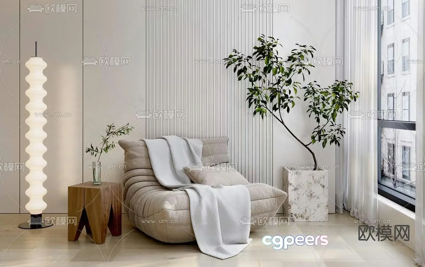 Beanbag Sofa Upholstered Sofa 3D Model