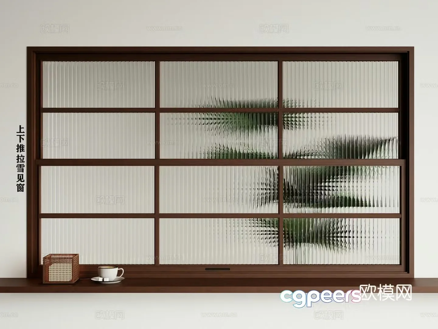 Middle style folding window upper and lower folding window sliding window 3D model