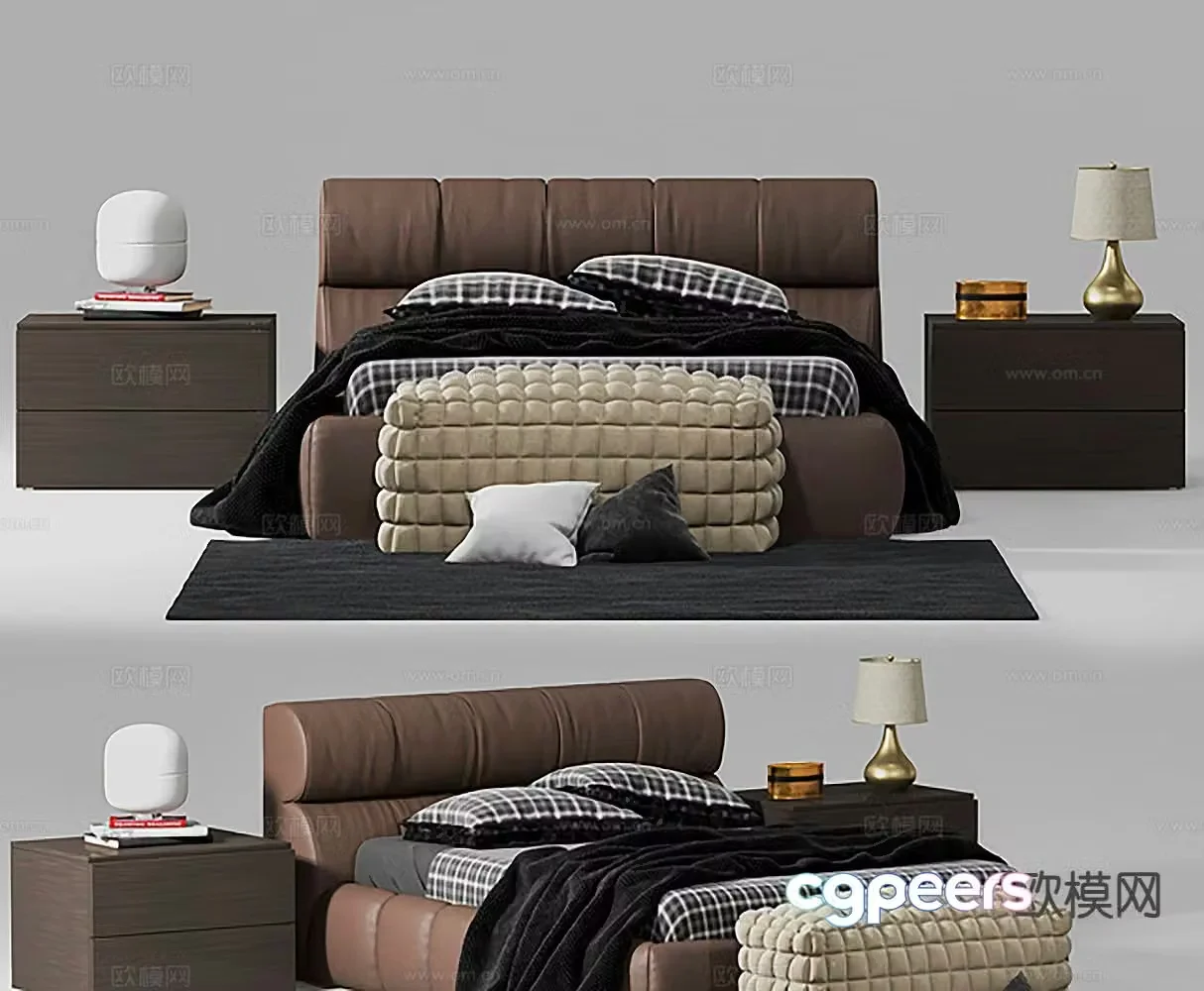 Italian double bed 3d model