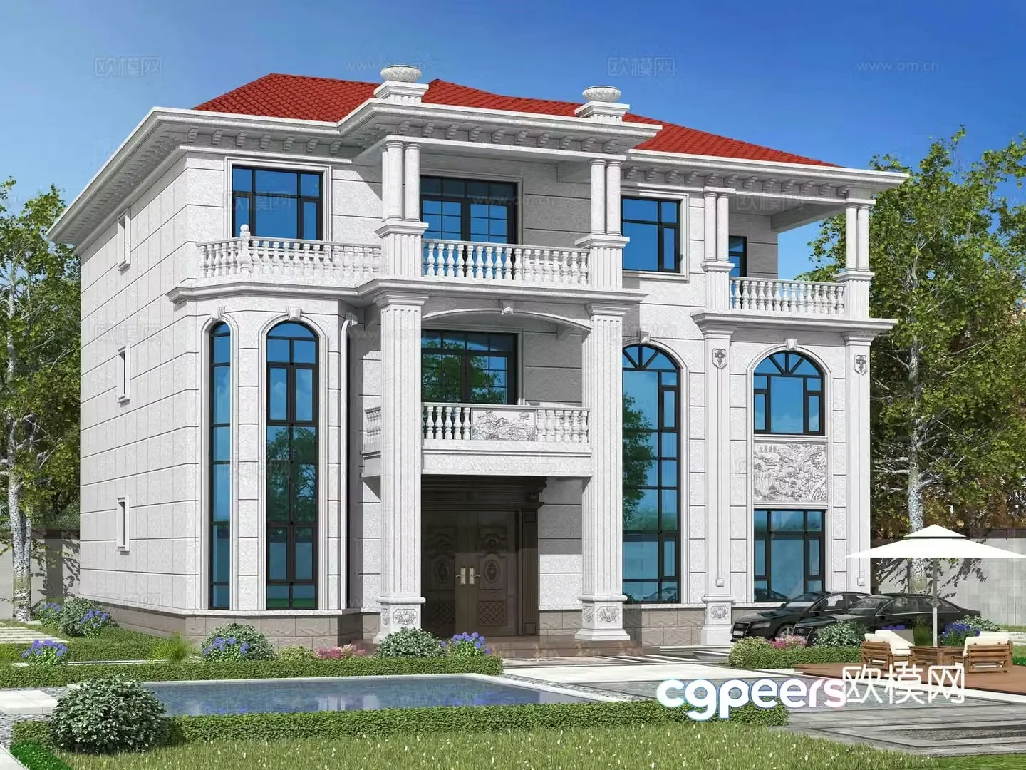 Simple European single-family villa appearance 3D model